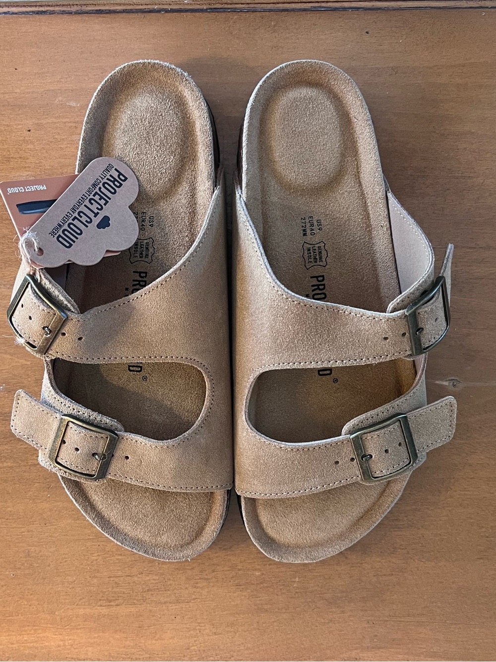 Project Cloud Lanura Women’s Size 9 Beige Suede Leather Double Buckle
NWT